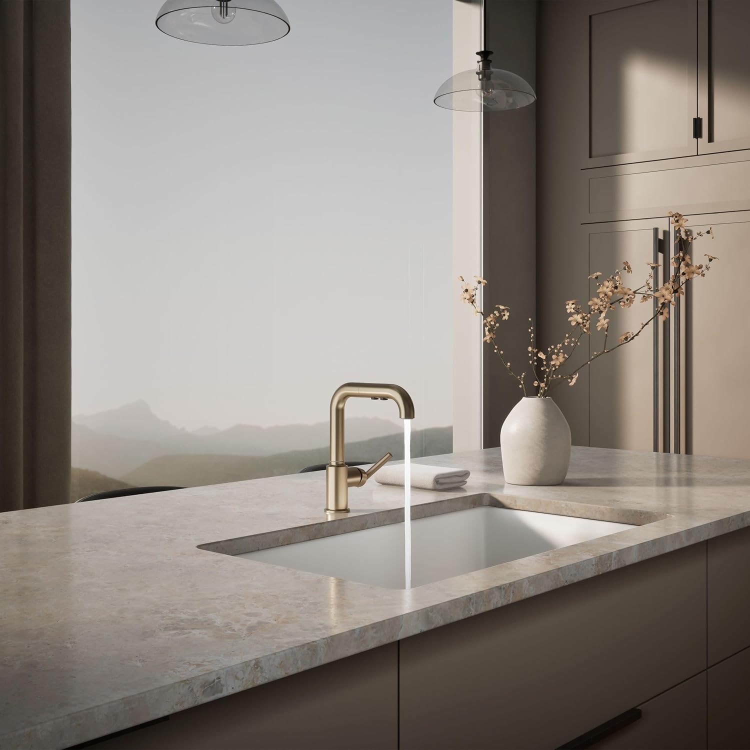 KOHLER Purist Pull-Out Kitchen Sink Faucet With Three-Function Sprayhead