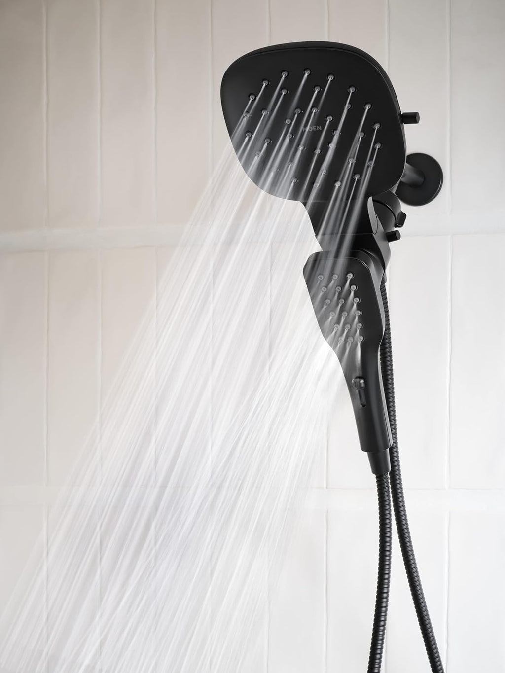 Moen Verso Matte Black Infiniti Dial Square Standard Shower Head With Detachable Hand Shower Combo, 7-Inch Spray Head, 220C4EPBL