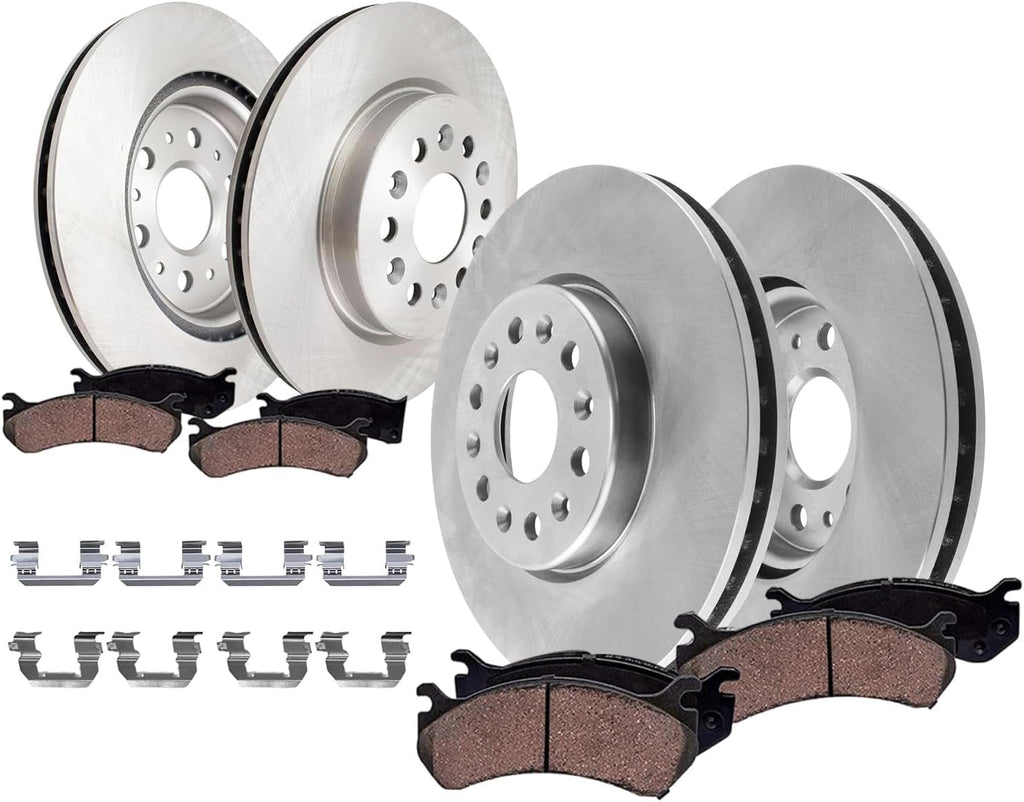 Detroit Axle - Brake Kit for 2018-2020 Buick Enclave 2017-2020 Cadillac XT5, 2020 XT6, Disc Brakes Rotors Ceramic Brake Pads with Hardware Replacement : 13.58' inch Front & 12.40' inch Rear Rotors