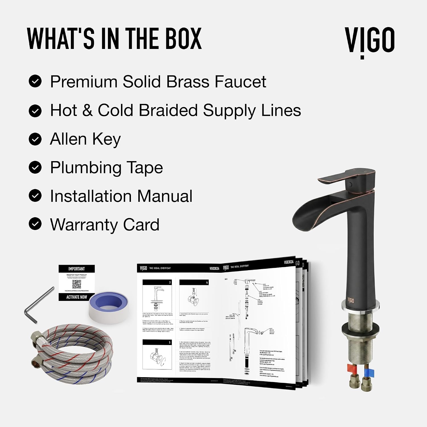 VIGO Niko Waterfall Single-Handle Single-Hole Mount Vessel Bathroom Sink Faucet, 11-Inch, Antique Rubbed Bronze, Modern Design, Solid Brass, 1.2 GPM WaterSense & Ceramic Disc Valve - VG03024ARB2