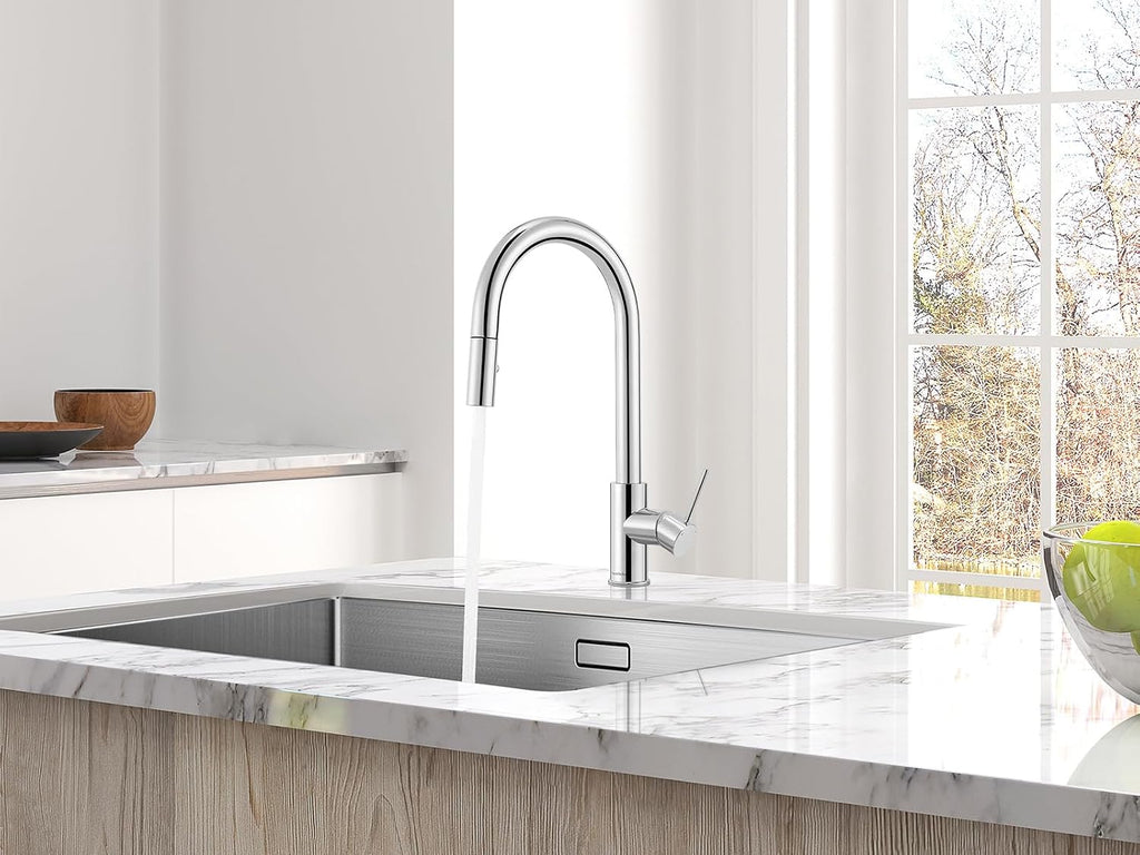 AguaStella AS60CH Chrome Kitchen Sink Faucet with Pull Down Sprayer Single Handle