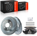 A-Premium 11.29 inch (287mm) Front Drilled and Slotted Disc Brake Rotors + Ceramic Pads Kit Compatible with Select Dodge Models - Durango 1998-1999, Dakota 1999, 6-PC Set