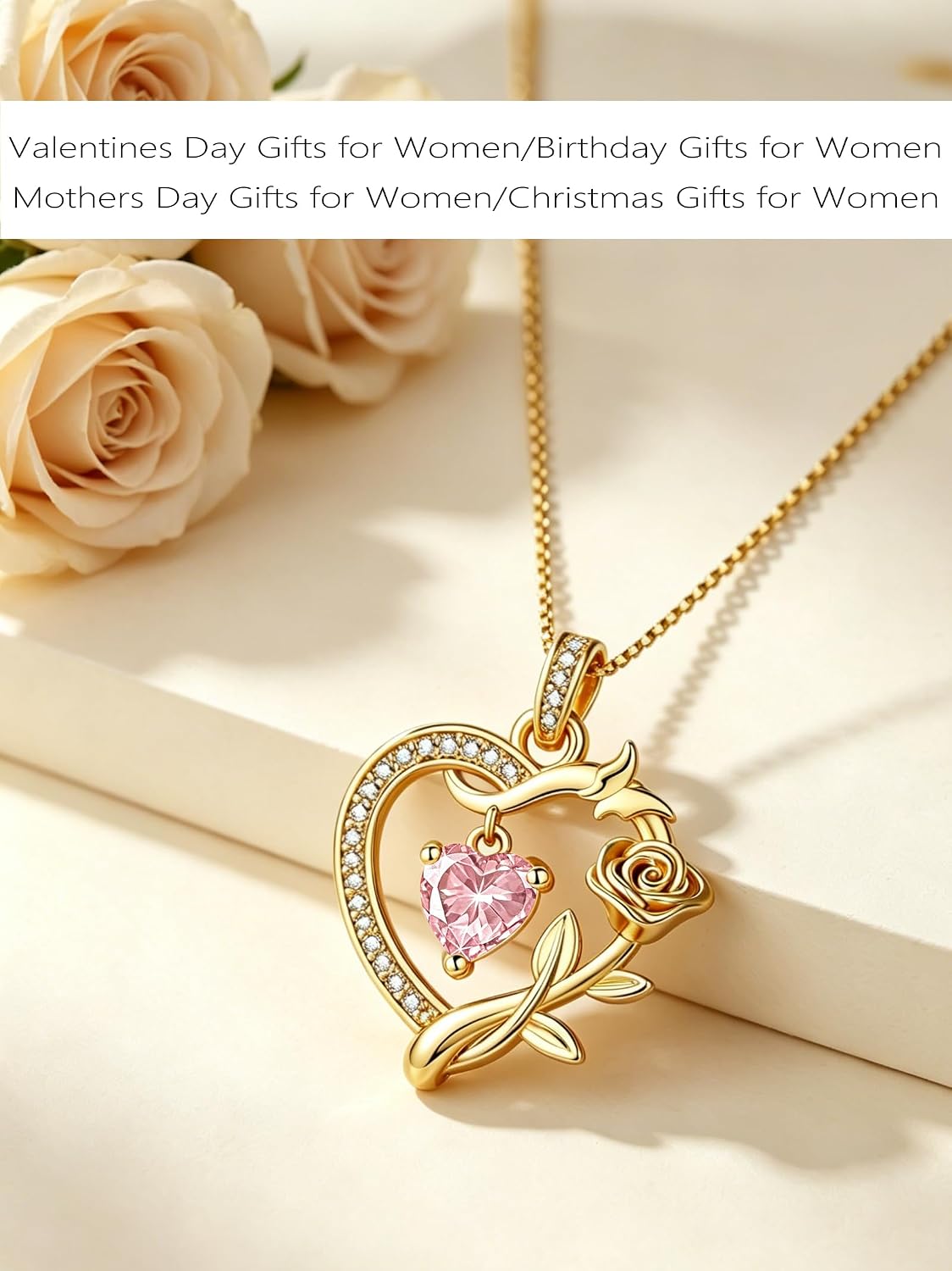 HeartMelody Heart Necklaces for Women Gold,14k 18K White Gold Plated Dainty Rose Butterfly Necklace with Garnet Birthstone Pendant Necklace Everyday Jewelry Birthday Christmas Gifts for Women Mom Her