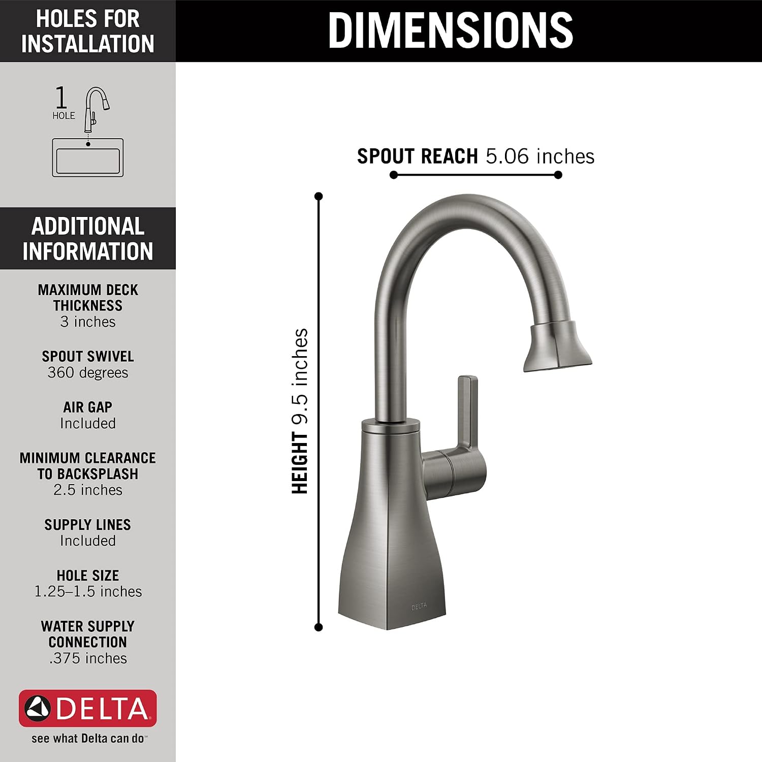 DELTA FAUCET 1940-KS-DST Contemporary Beverage Faucet, Black Stainless