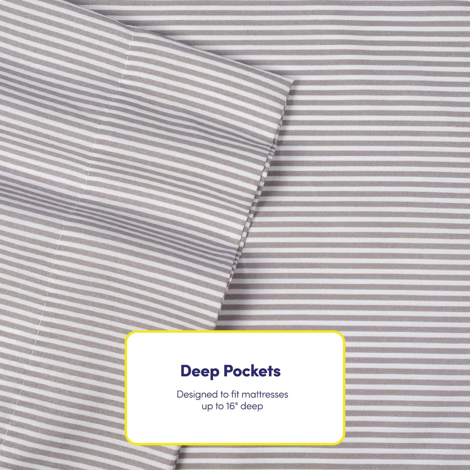 Sweet Home Collection Full Size Bed Sheets - 6 Piece 1500 Thread Count Fine Brushed Microfiber Deep Pocket Set - Extra Pillow Cases, Great Value, Full, Classic Stripe Gray (Pack of 12)
