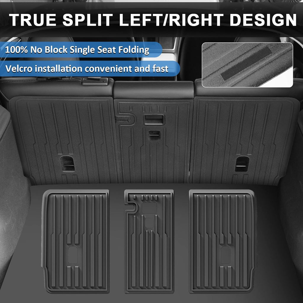 Weize 2025 2026 Tesla Model Y Juniper All Weather Cargo Liner Floor Mats 9 PCS & Double Layer Center Console Organizer 4 PCS, Full Coverage Tesla Interior Accessories Kit(Not for Standard)