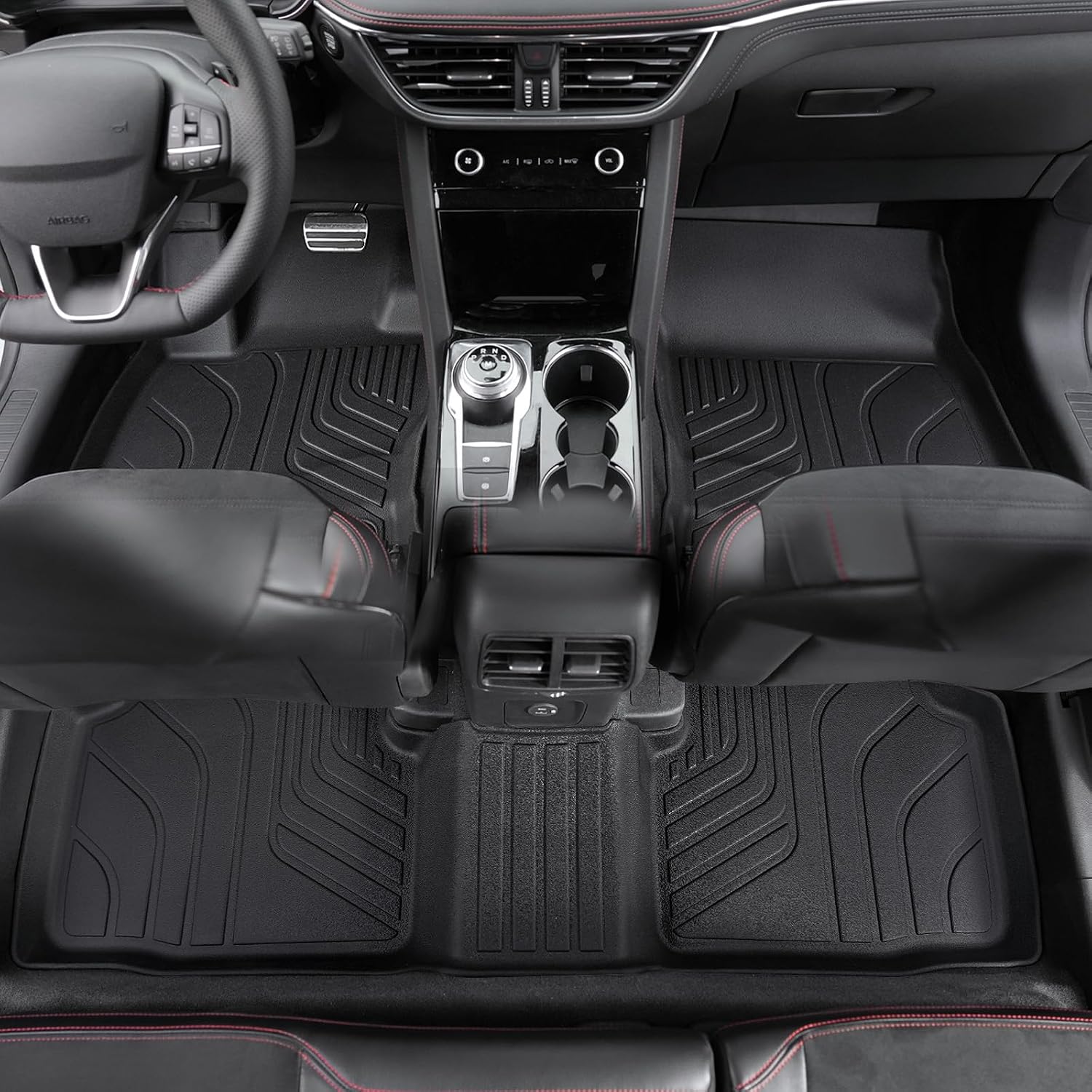 Floor Mats for Ford Escape 2020-2026, All Weather Floor Mats Trunk Cargo Liner with Backrest Protectors and Door Sill Guards Accessories, Full Coverage Set (Not fit Hybrid Model)