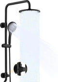 BRIGHT SHOWERS Rain Shower System Combo - 9 Inch Rainfall & Handheld Shower Heads with Power Wash, Solid Brass Rail, Height Adjustable Holder, 60 Inch Long Stainless Steel Hose, Matte Black