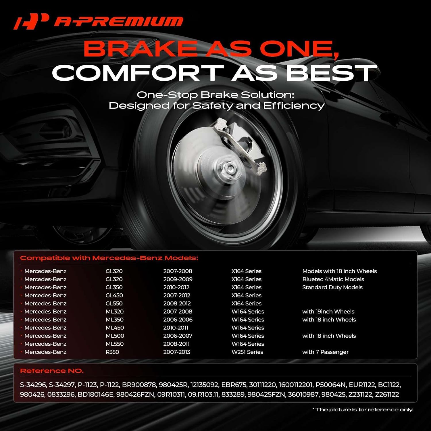 A-Premium Front and Rear Drilled and Slotted Disc Brake Rotors + Ceramic Pads Kit Compatible with Select Mercedes-Benz Models - GL320, GL350, GL450, GL550, R350, ML320, ML350, ML450, ML500, 12-PC Set