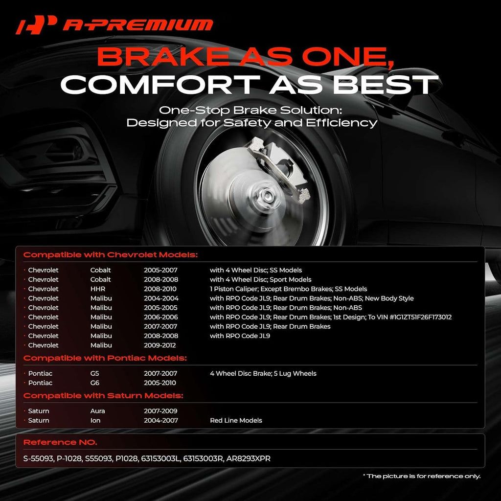A-Premium 11.65 in(296mm) Front Drilled and Slotted Disc Brake Rotors + Ceramic Pads Kit Compatible with Chevy, Pontiac & Saturn Models - Cobalt 05-07, HHR 08-10, Malibu 04-06/08-12, G6 05-10, G5, Ion