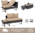 Boho Patio Furniture Set with Small Outdoor Table, Patio Bar Set w/Sillas para Balcon, Sillas para Patio Exterior, Adjustable Backrest, Ice Bucket Table, All-Weather Wicker (Khaki+Brown)