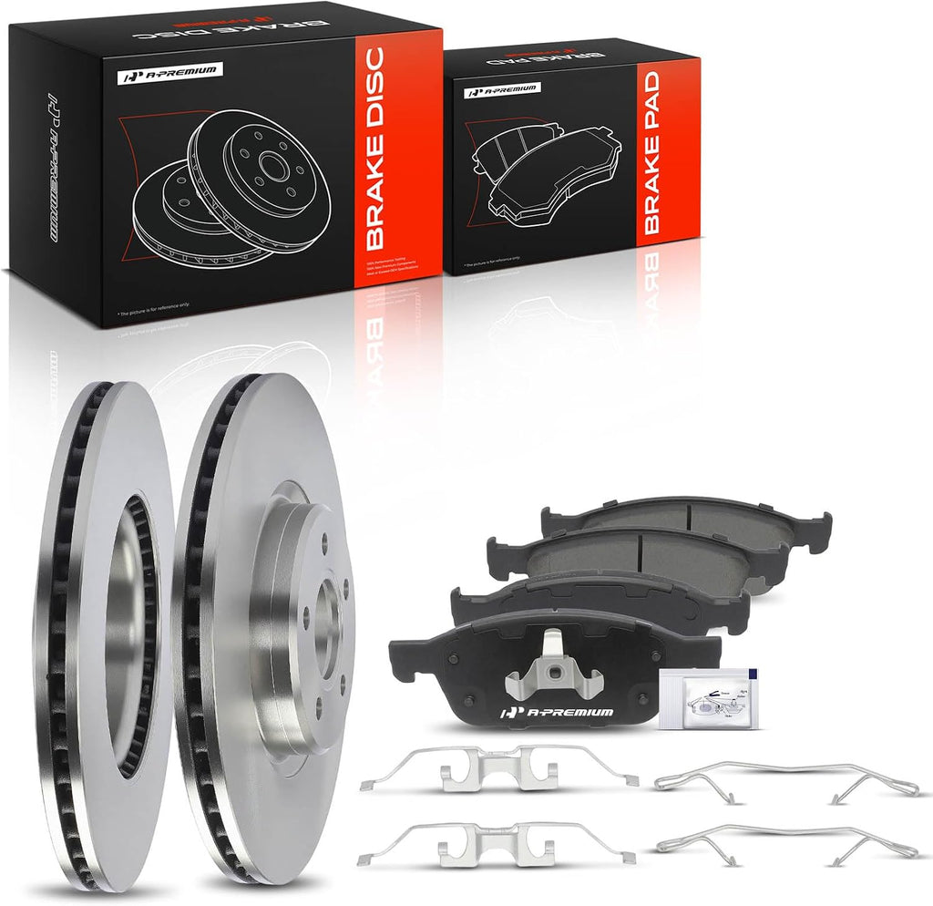 A-Premium 12.60 inch (320mm) Front Vented Disc Brake Rotors + Ceramic Pads Kit Compatible with Select Ford Model - Escape 2013-2017, Transit Connect 2014-2018, 1.6L 2.0L 2.5L, 6-PC Set