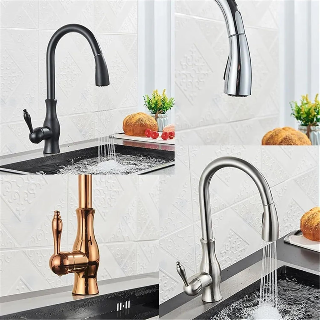 Kitchen Faucets Pull Out Kitchen Sink Mixer Tap Single Lever Hot Cold Water Mixer Tap(Gold)