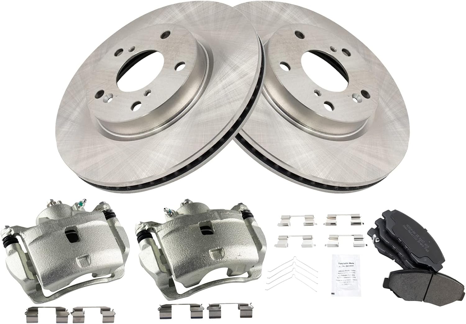 TRQ Front Brake Pad and Rotor Set Semi Metallic Vented Rotors Calipers Compatible with 2016-2021 Honda Civic