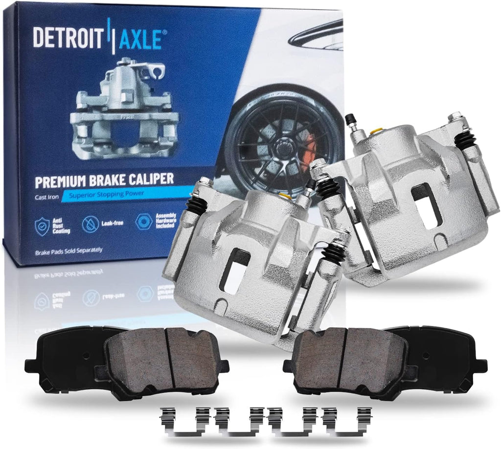 Detroit Axle - Front Brake Kit for 03-08 Pontiac Vibe Toyota Corolla Matrix, Disc Brake Calipers Ceramic Brake Pads 2003 2004 2005 2006 2007 2008 Replacement