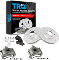 TRQ Performance Front Brake Pad and Rotor Set Ceramic Vented Coated Rotors Calipers Compatible with 2000-2003 Pontiac Bonneville