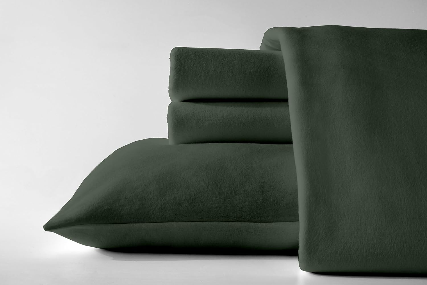 Dormisette Luxury German Flannel Sheets & Pillowcases Set, Warm Breathable Cotton Flannel Bedding with Deep Pockets, Brushed for Extra Softness, Oeko-Tex (Dark Green, Queen (U.S. Standard))