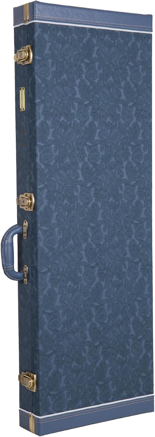 Crossrock Relief Series Electric Guitar Case for Strat & Tele | Carved Smoke Blue Finish, Monochrome Blue Velvet Interior, Lock (CRW630ESB)