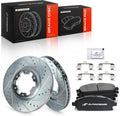 A-Premium 11.81 in (300.00 mm) Front Drilled and Slotted Disc Brake Rotors + Ceramic Pads Kit Compatible with Select Nissan & Infiniti Models - Pathfinder 1998-2004, QX4 1998-2003, 6-PC Set