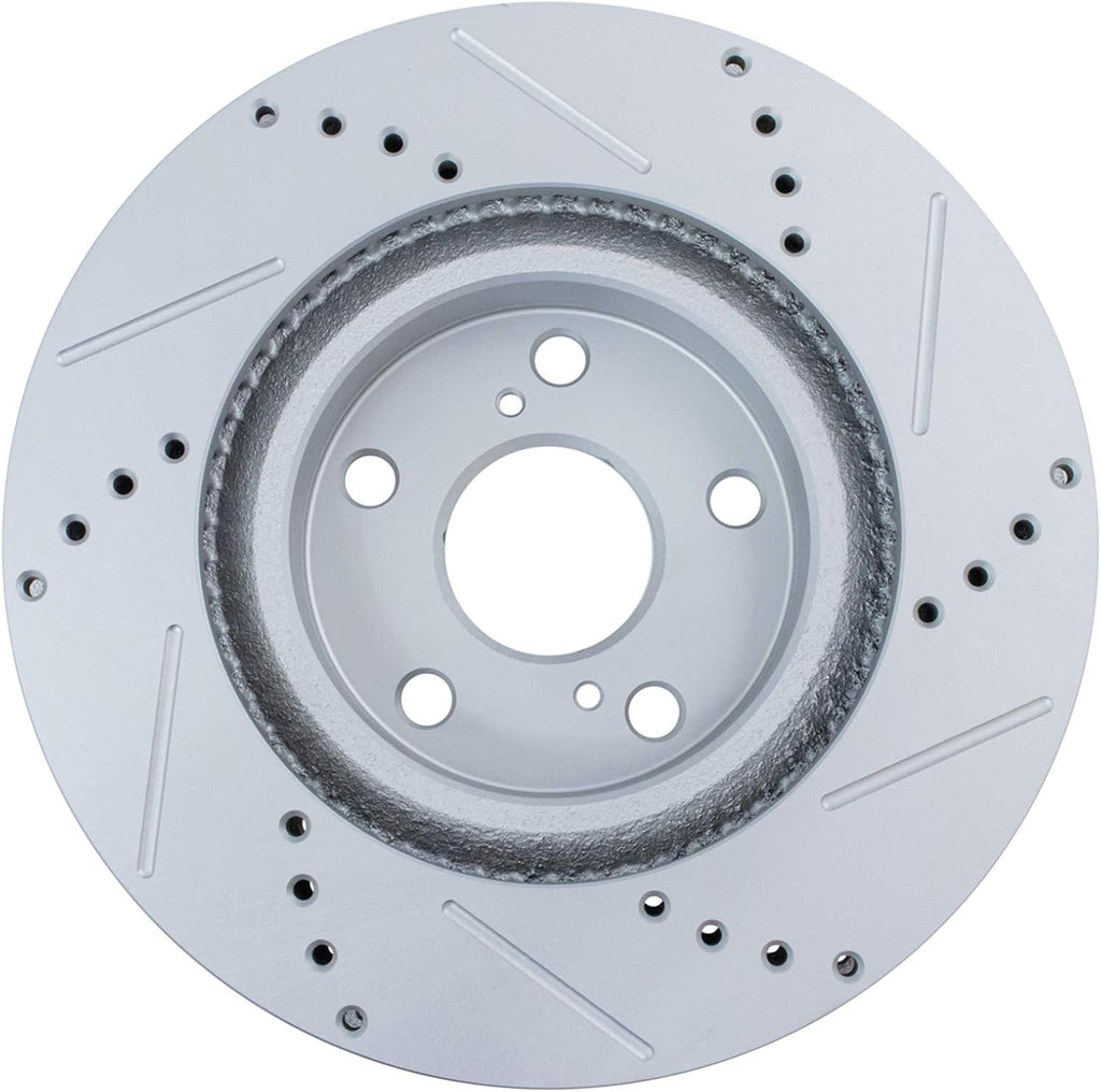 TRQ Performance Front Brake Pad & Rotor Ceramic Coated Drilled Rotors Compatible with 06-19 Toyota RAV4 09-13 Matrix 16-19 Mirai 17-18 Corolla iM 11-16 Scion tC 2016 iM 09-10 Pontiac Vibe