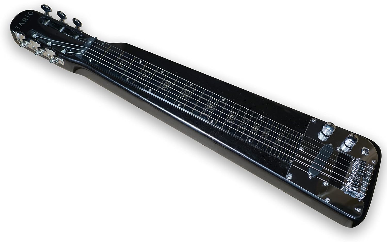 TARIO Lap Steel Guitar 6 String Slotted Head Stock Electric Slide Guitars With Gig bag (Black)