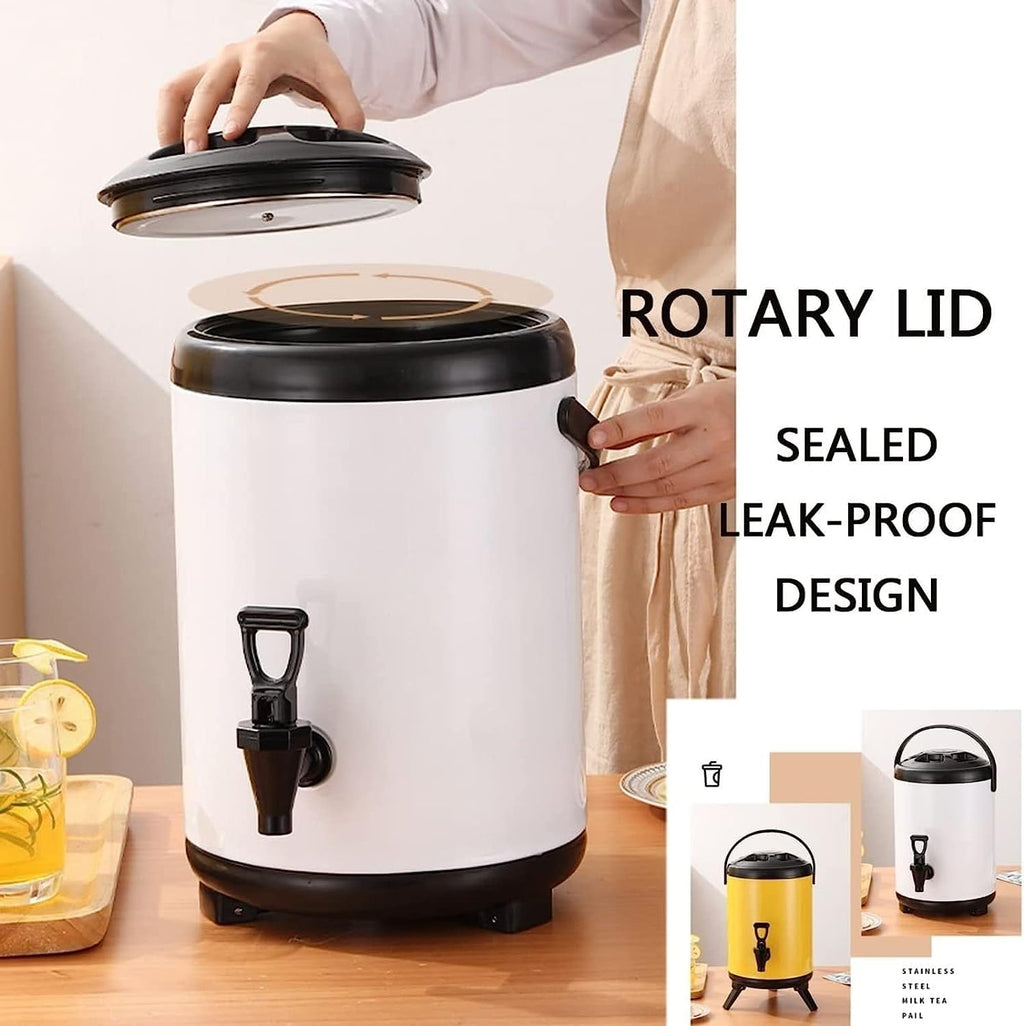 Urn Boiler Hot And Cold Water Dispenser Stainless Steel Tea Hot Water Bottle With Faucet Portable Handle Large Capacity Sealing For Catering Office Hotels Party (Color : Blue, Size : 10L)