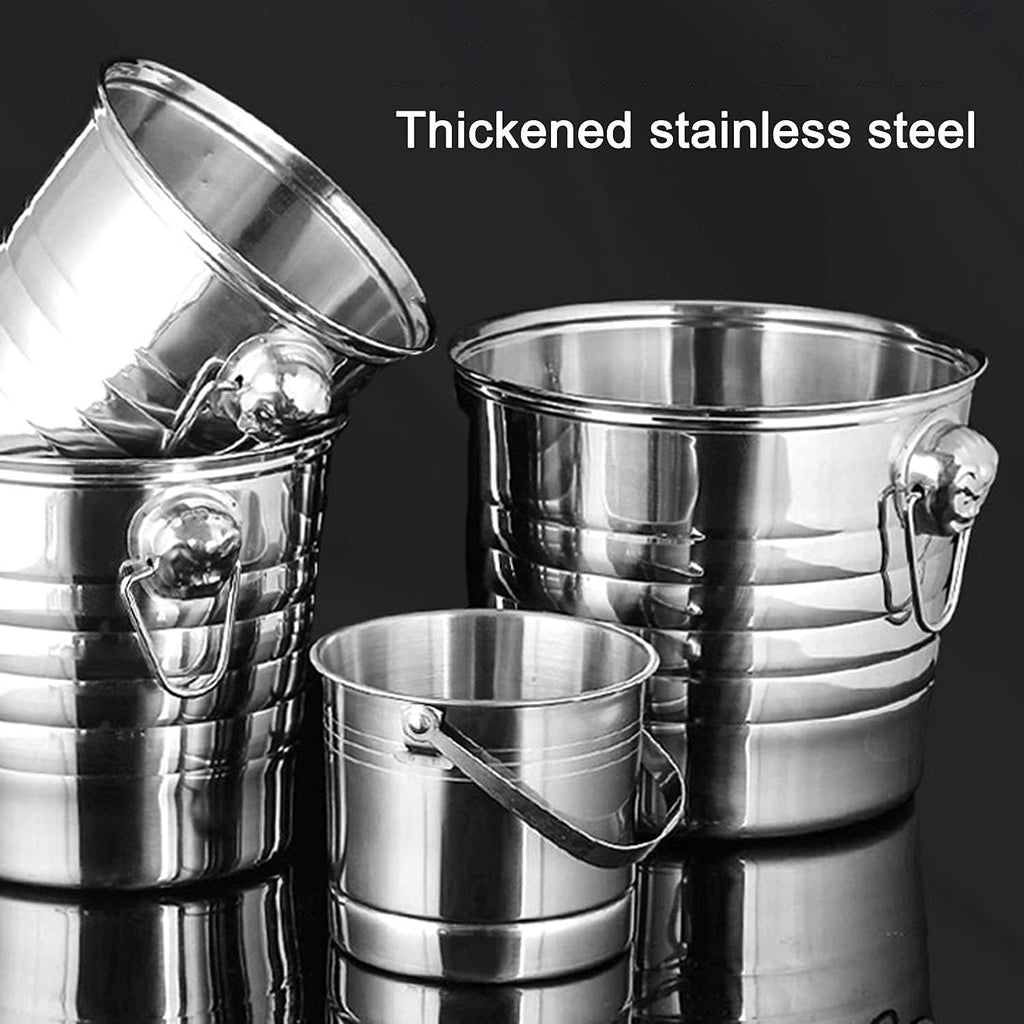 Stainless Steel Bar Ice Bucket Set, Included Tongs Great for Home Bar, Chilling Beer, Champagne and Wine