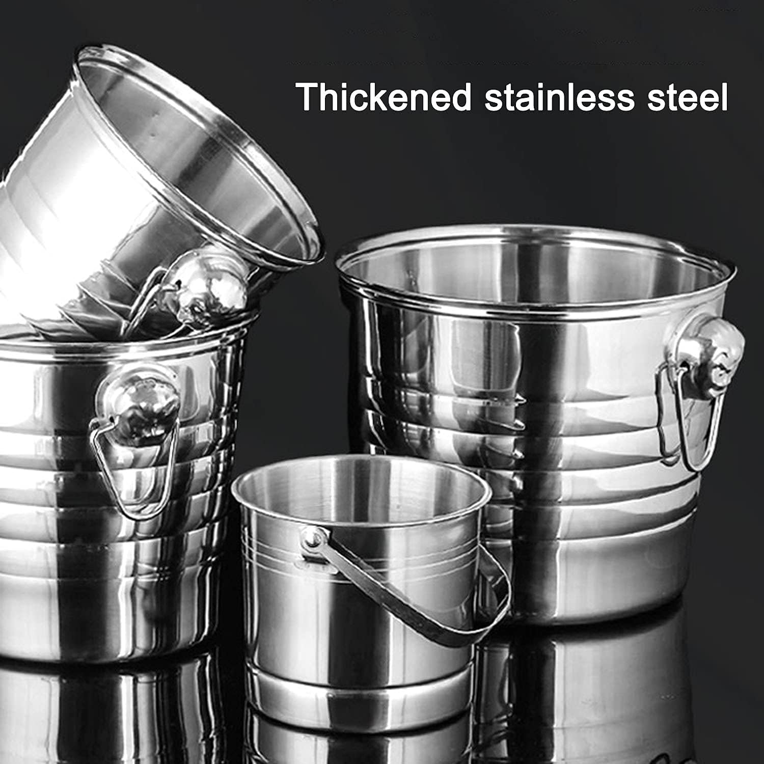 Stainless Steel Bar Ice Bucket Set, Included Tongs Great for Home Bar, Chilling Beer, Champagne and Wine