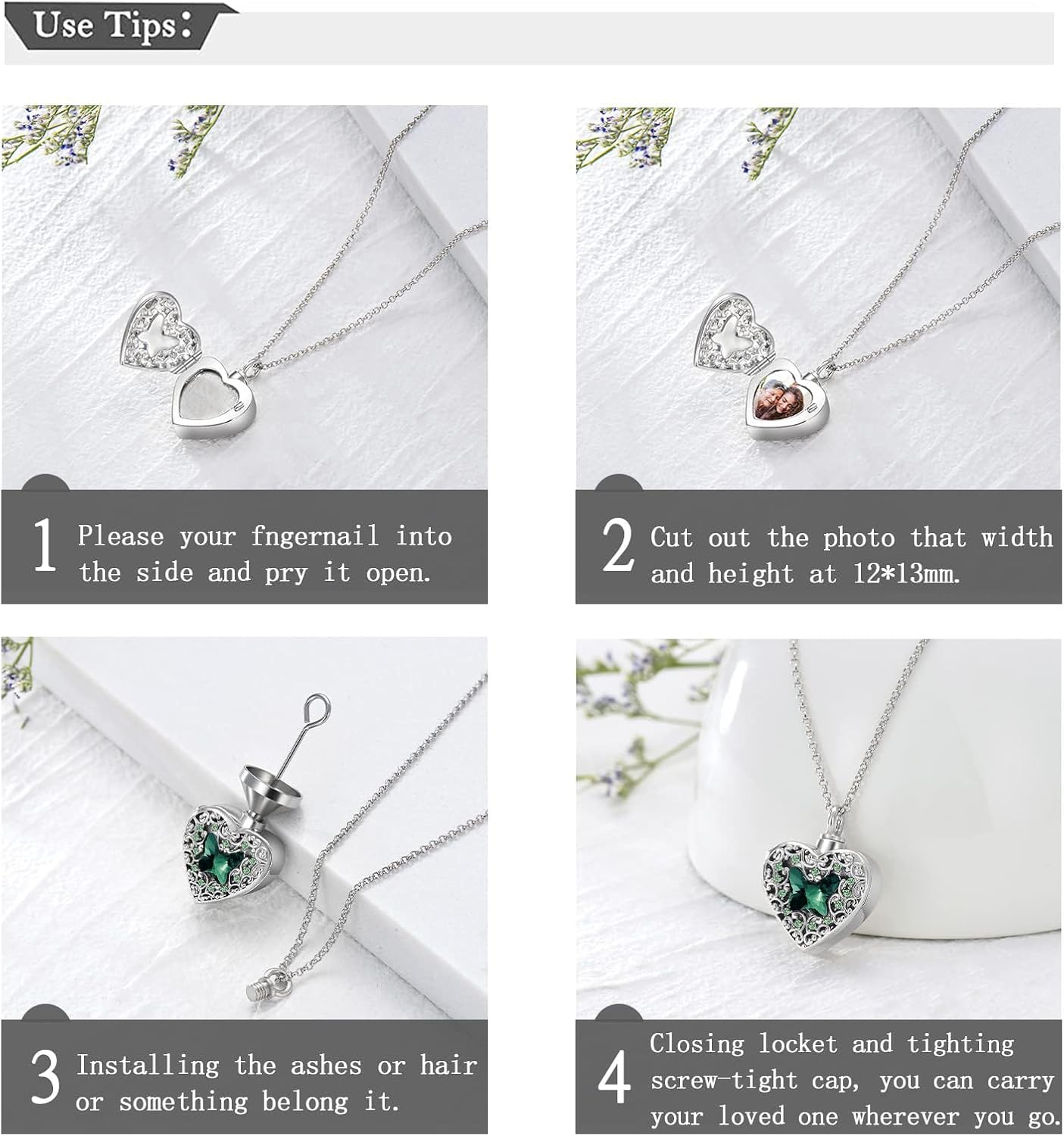 Dorunmo Personalized Heart Urn Locket Necklace for Ashes and Pictures 925 Sterling Silver Customized Locket Memorial Keepsake Cremation Jewelry for Ashes for Women Men Keep Someone Near to You