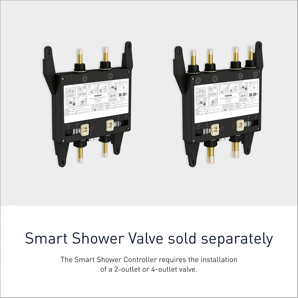 Moen Matte Black Smart Shower 2-Outlet Digital Water System Controller for Thermostatic Shower Valve, TS3302BL