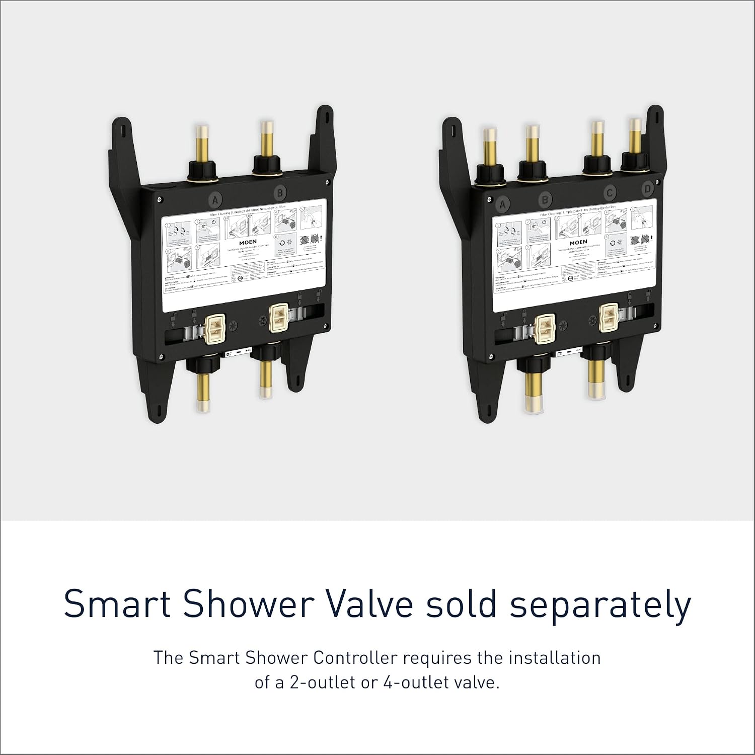 Moen Matte Black Smart Shower 2-Outlet Digital Water System Controller for Thermostatic Shower Valve, TS3302BL