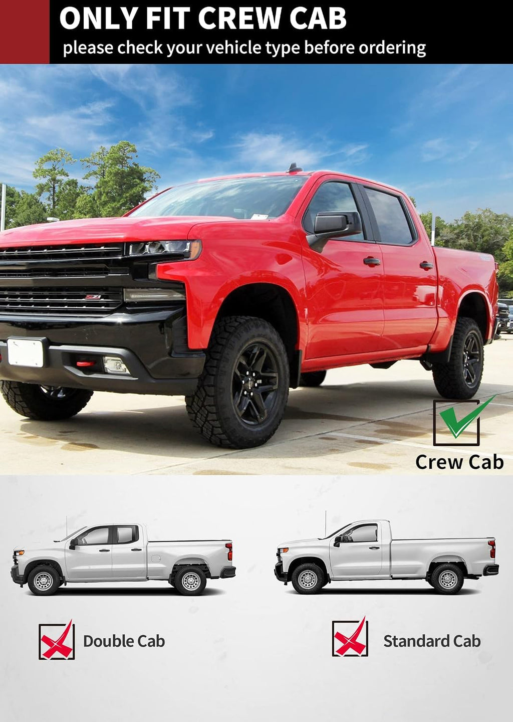 YITAMOTOR 6 Inches Running Boards Compatible with 2019-2026 Chevy Silverado/GMC Sierra 1500 Crew Cab, 2020-2026 2500HD 3500HD, Side Step Bars Aluminum Alloy, Running Boards for Silverado Crew Cab