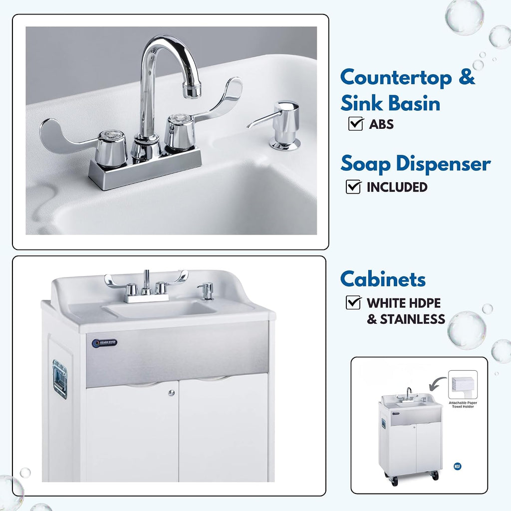 Ozark River Portable Sinks Titan PRO1 White Outdoor/Indoor Self-Contained Portable Hot Water Hand Washing Sink NSF Certified