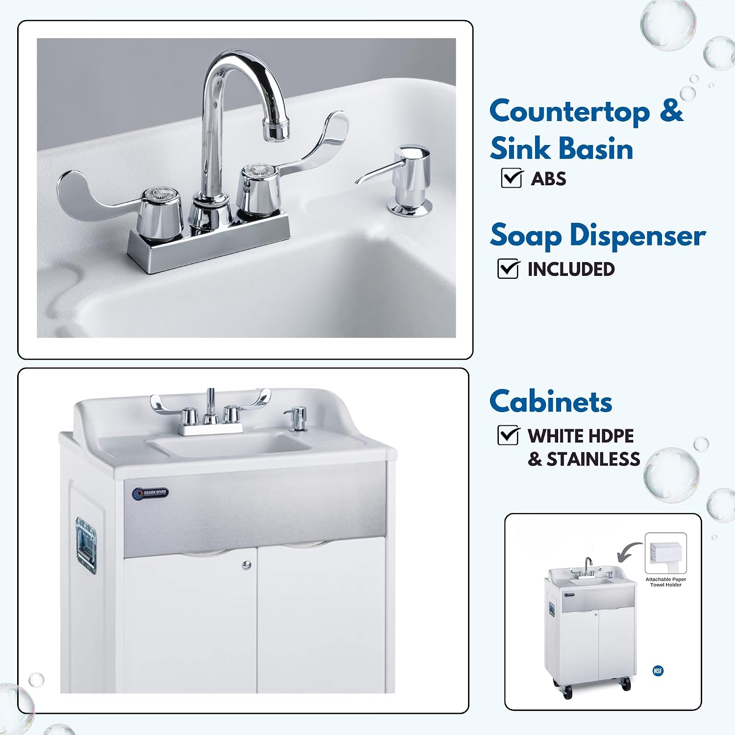 Ozark River Portable Sinks Titan PRO1 White Outdoor/Indoor Self-Contained Portable Hot Water Hand Washing Sink NSF Certified