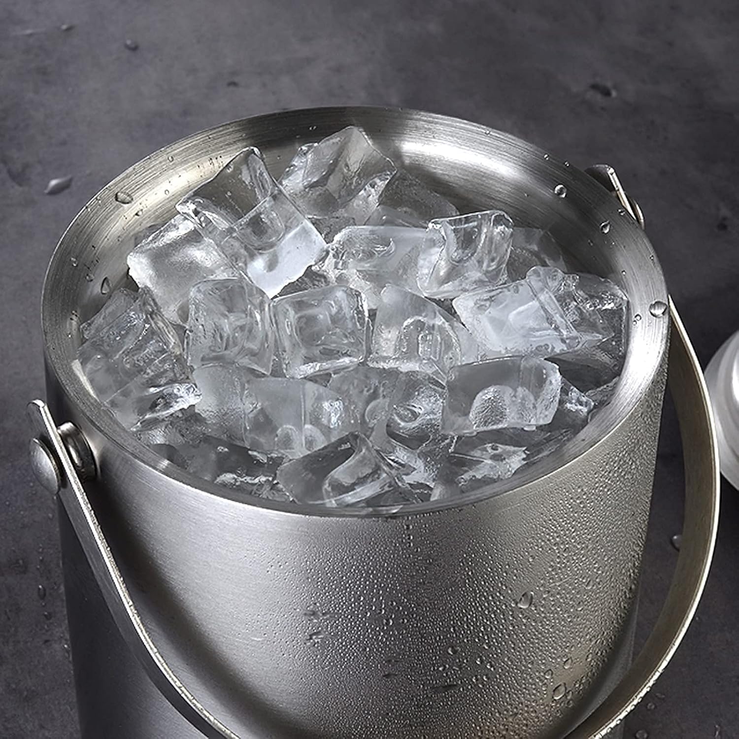 ice Bucket,Bucket with lid, Ice Bucket with Lid and Ice Tongs, for Home Bar 2L/3L Stainless Steel Double Wall Bar Ice Bucket Set (Color : B, Size : 2L)