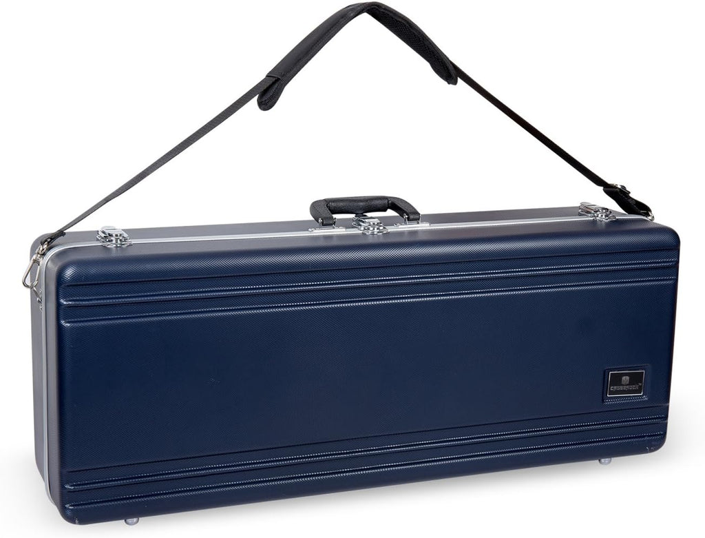 Crossrock ABS Tenor Saxophone Case – Rectangular Blue Diamond Texture, Deep Blue Velvet Interior, Security Lock & Detachable Strap