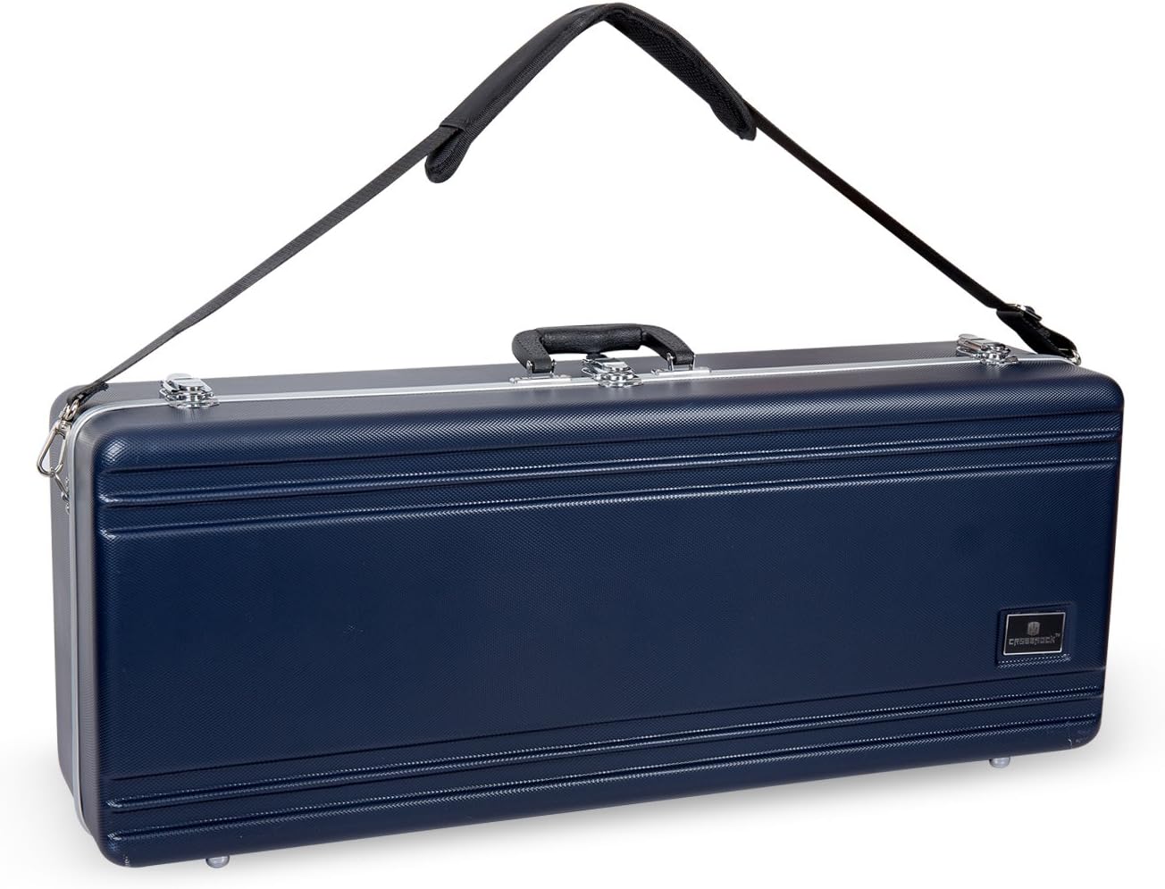 Crossrock ABS Tenor Saxophone Case – Rectangular Blue Diamond Texture, Deep Blue Velvet Interior, Security Lock & Detachable Strap