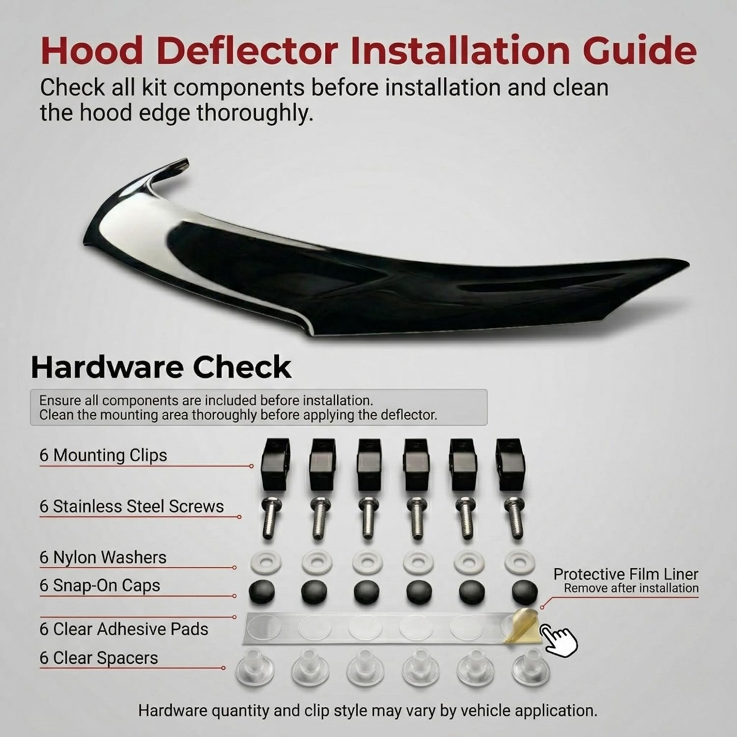 Hood Deflector Guard fits Honda CR-V 2012-2017, Bugflector Bug & Bonnet Shields, Black ABS Hood Protector, Protects from Particles & Bug, All Weather Durable Car Exterior Accessories