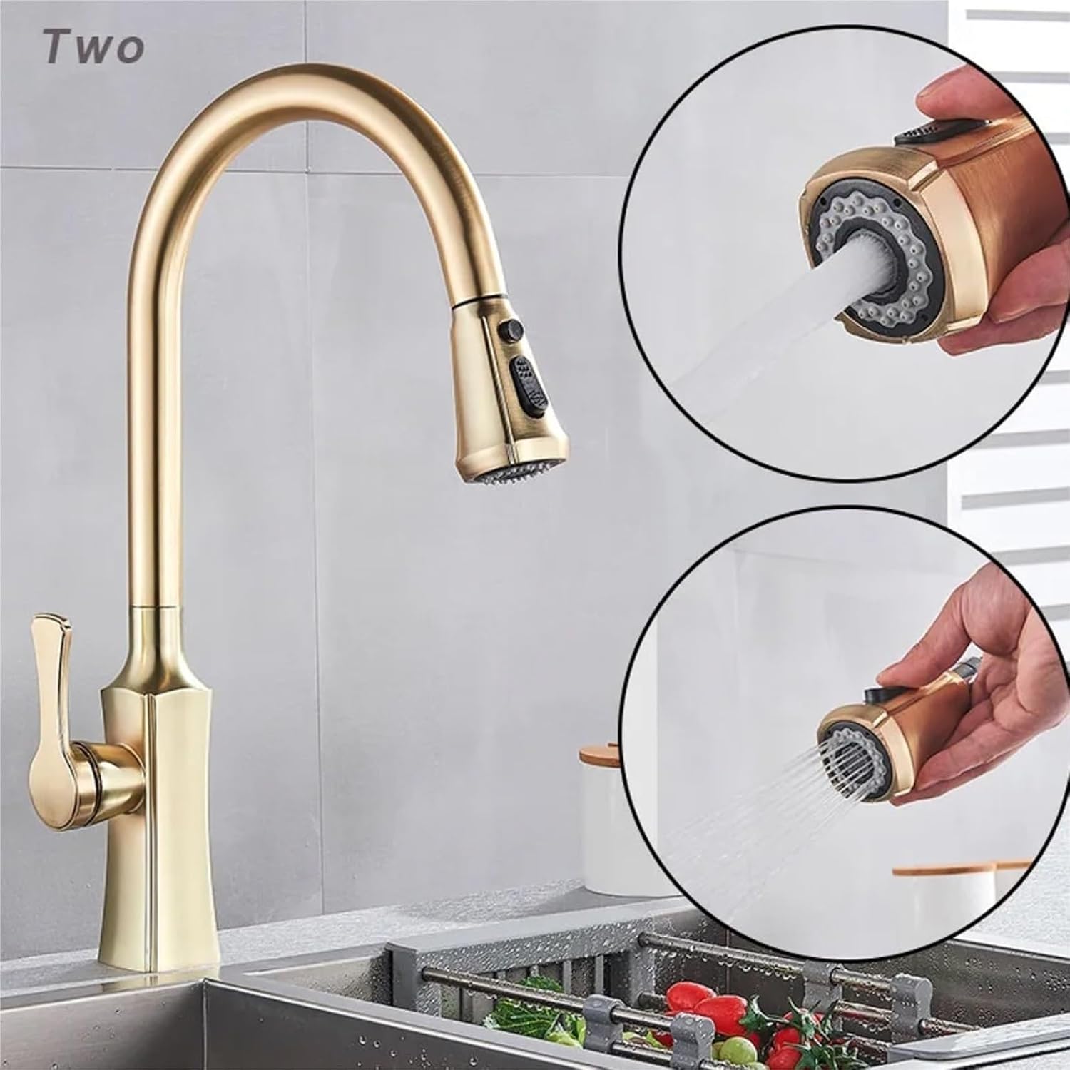 Kitchen Faucet Single Handle Hand-Out Single Hole Hot and Cold Faucet Tap(Brushed Nickel)