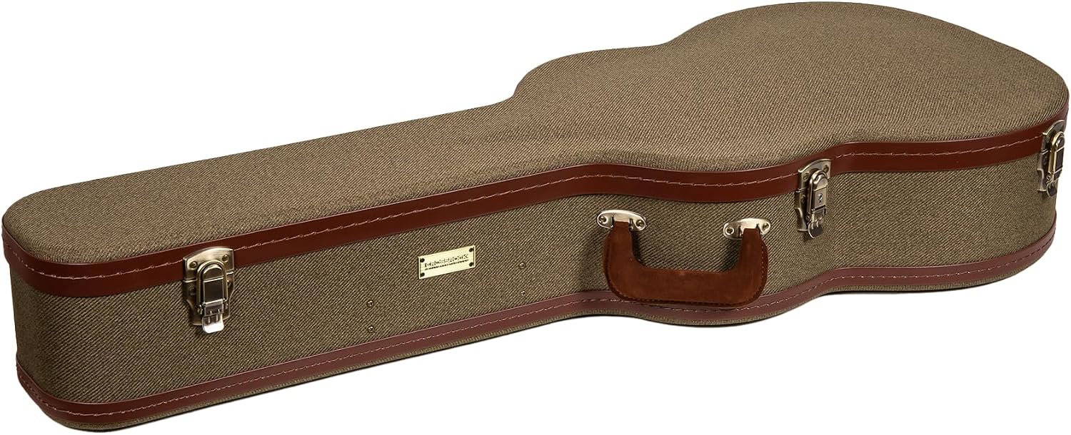 Crossrock Master Series Classical Guitar Case for 4/4 Nylon String | Olive Green Eco Tweed Fabric, Re-Engineered Shell, Leather Handle & Forest Green Velvet Interior