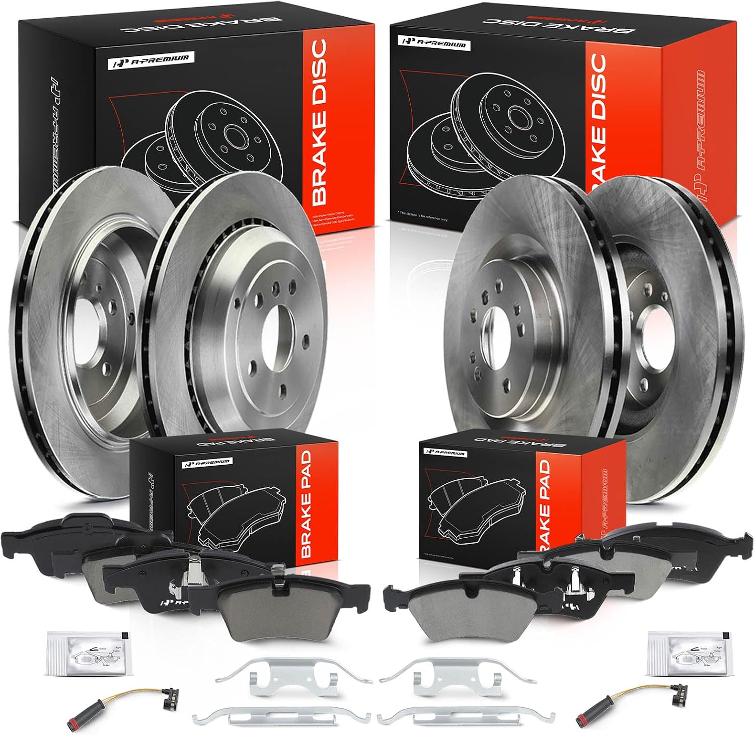 A-Premium Front & Rear Vented Disc Brake Rotors + Ceramic Pads Kit Compatible with Select Mercedes-Benz Models - GL320 2007-2009, GL350 2010-2012, GL450, GL550, ML320, ML350, ML450, ML500, ML550, R350