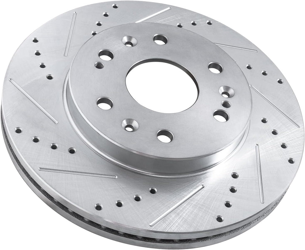 MOSTPLUS 12.99'' Front Drilled Slotted Disc Brake Rotors+Ceramic Brake Pad Compatible for Chevy Tahoe Silverado Suburban GMC Savana Sierra 1500 Yukon XL Cadillac Escalade ESV EXT
