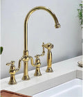 Pull Out Kitchen Faucet Classic Deck Mounted Hot Cold Sink Tap Rotation Spout Faucet(Chrome)