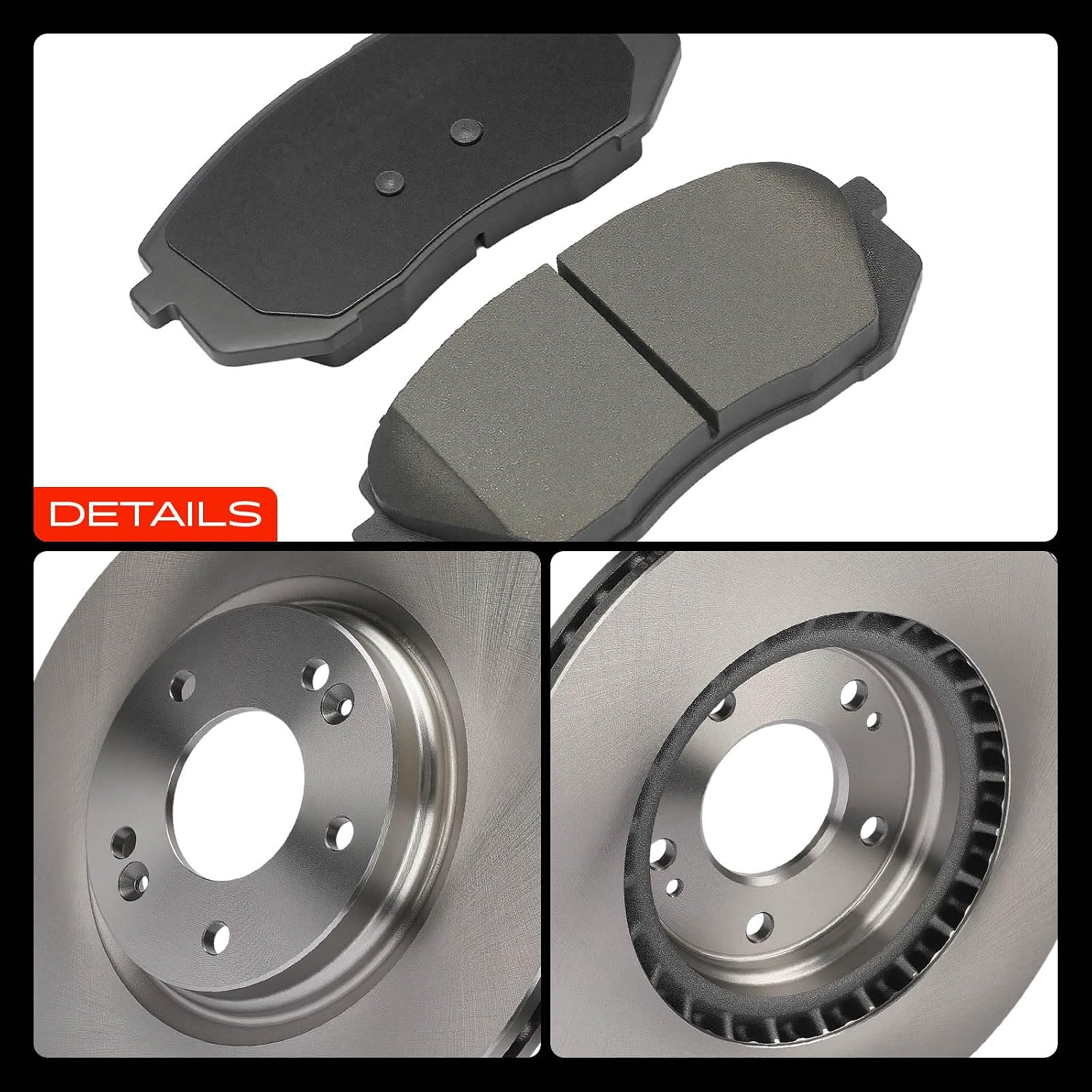 A-Premium 12.00 inch (305mm) Front Vented Disc Brake Rotors + Ceramic Pads Kit Compatible with Select Hyundai and Kia Models - Sonata 2015-2019, Optima 2016-2020, Kona Electric, Niro EV, 6-PC Set