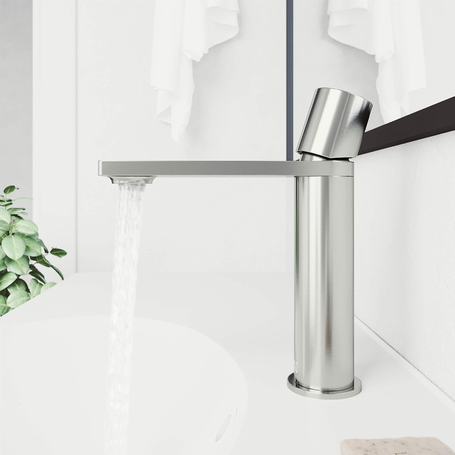 VIGO Halsey Single-Handle Single-Hole Mount Bathroom Sink Faucet, 8-Inch, Brushed Nickel, Modern Design, Solid Brass, 1.2 GPM WaterSense & Ceramic Disc Valve, Corrosion-Resistant