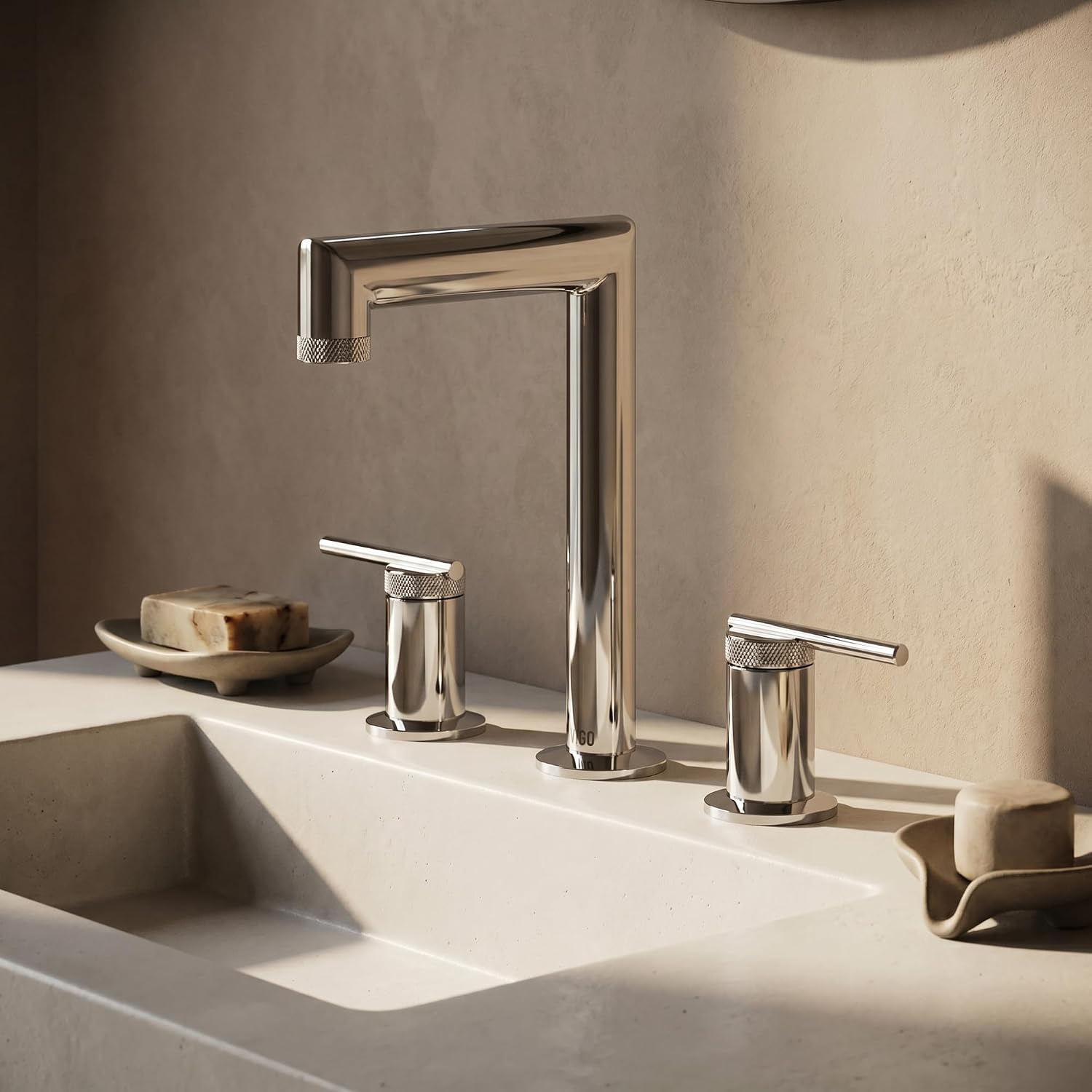 VIGO Sterling Two-Handle Three-Hole Mount Widespread Bathroom Sink Faucet, 7-Inch, Chrome, Modern Design, Solid Brass, 1.2 GPM WaterSense & Ceramic Disc Valve, Corrosion-Resistant