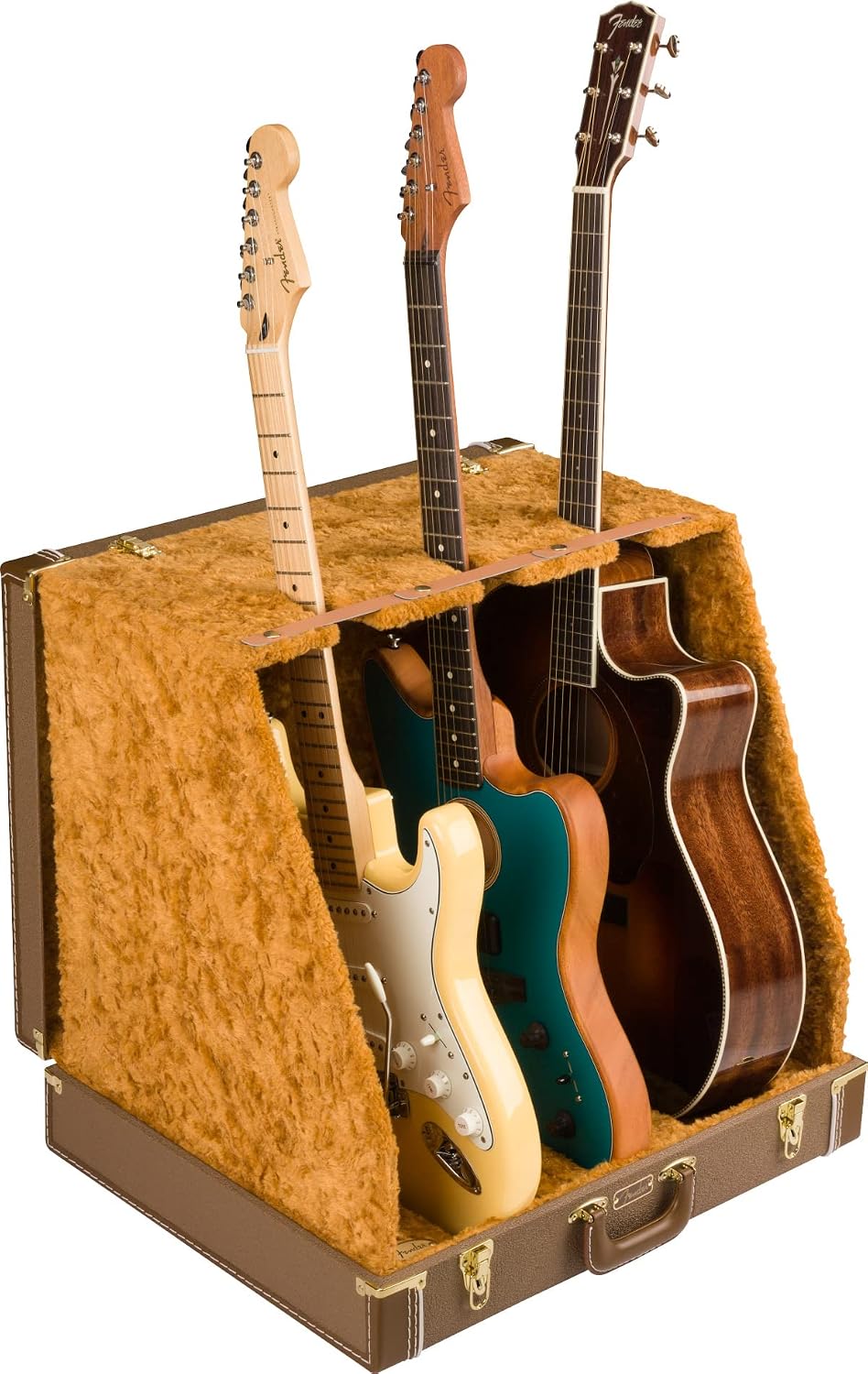 Fender Classic Series Case Stand - 3 Guitars Brown Bundle with Austin Bazaar Exclusive 24-Pack Picks