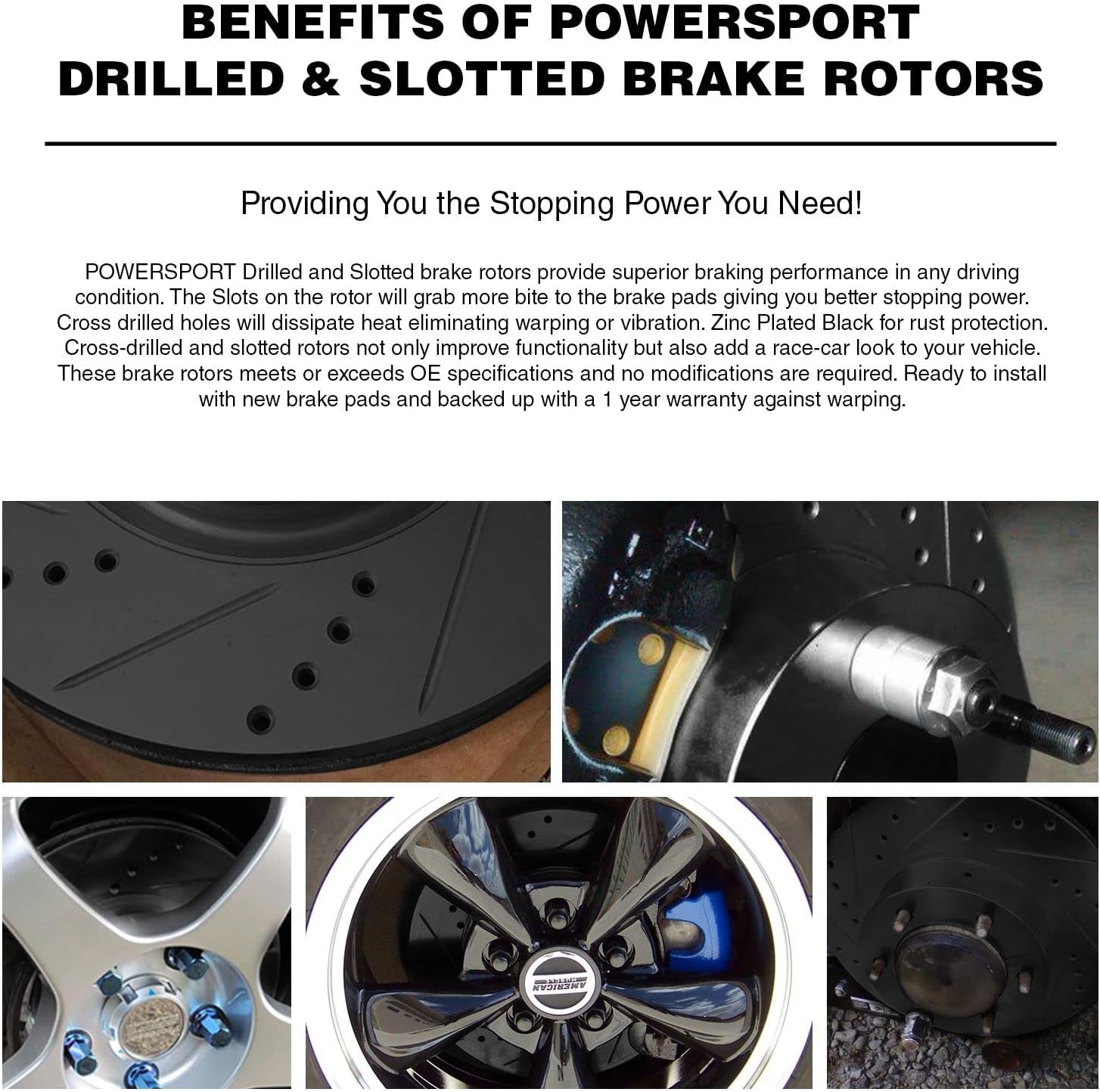 Power Sport Front Rear Brakes and Rotors Kit |Front Rear Brake Pads| Brake Rotors and Pads| Semi Metallic Brake Pads and Rotors |fits 2013-2017 Land Rover Range Rover, Range Rover Sport