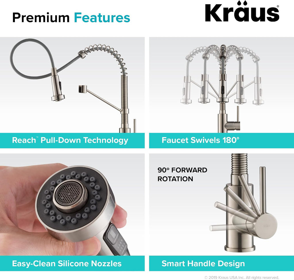 KRAUS Bolden 18-Inch Single Handle Commercial Style Pull-Down Kitchen Faucet with Soap Dispenser in Matte Black, KPF-1610MB-KSD-43MB