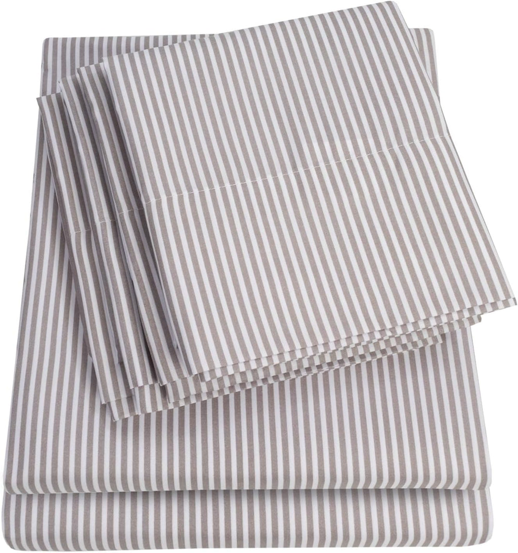 Sweet Home Collection Full Size Bed Sheets - 6 Piece 1500 Thread Count Fine Brushed Microfiber Deep Pocket Set - Extra Pillow Cases, Great Value, Full, Classic Stripe Gray (Pack of 12)